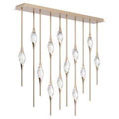 Il Pezzo 12 10-Pendants Satin Brass Staggered Chandelier by Il Pezzo Mancante