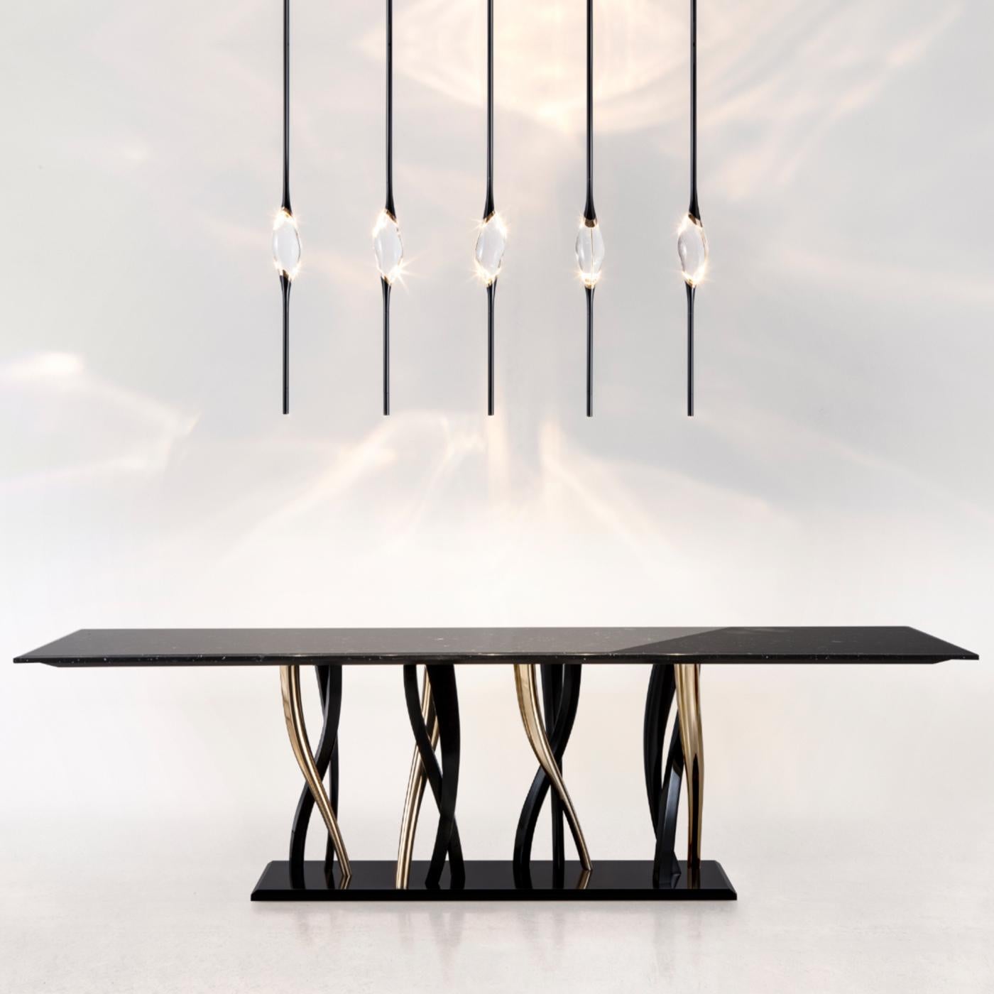 Il Pezzo 12 Black-Gold Long Chandelier by Il Pezzo Mancante In New Condition For Sale In Milan, IT