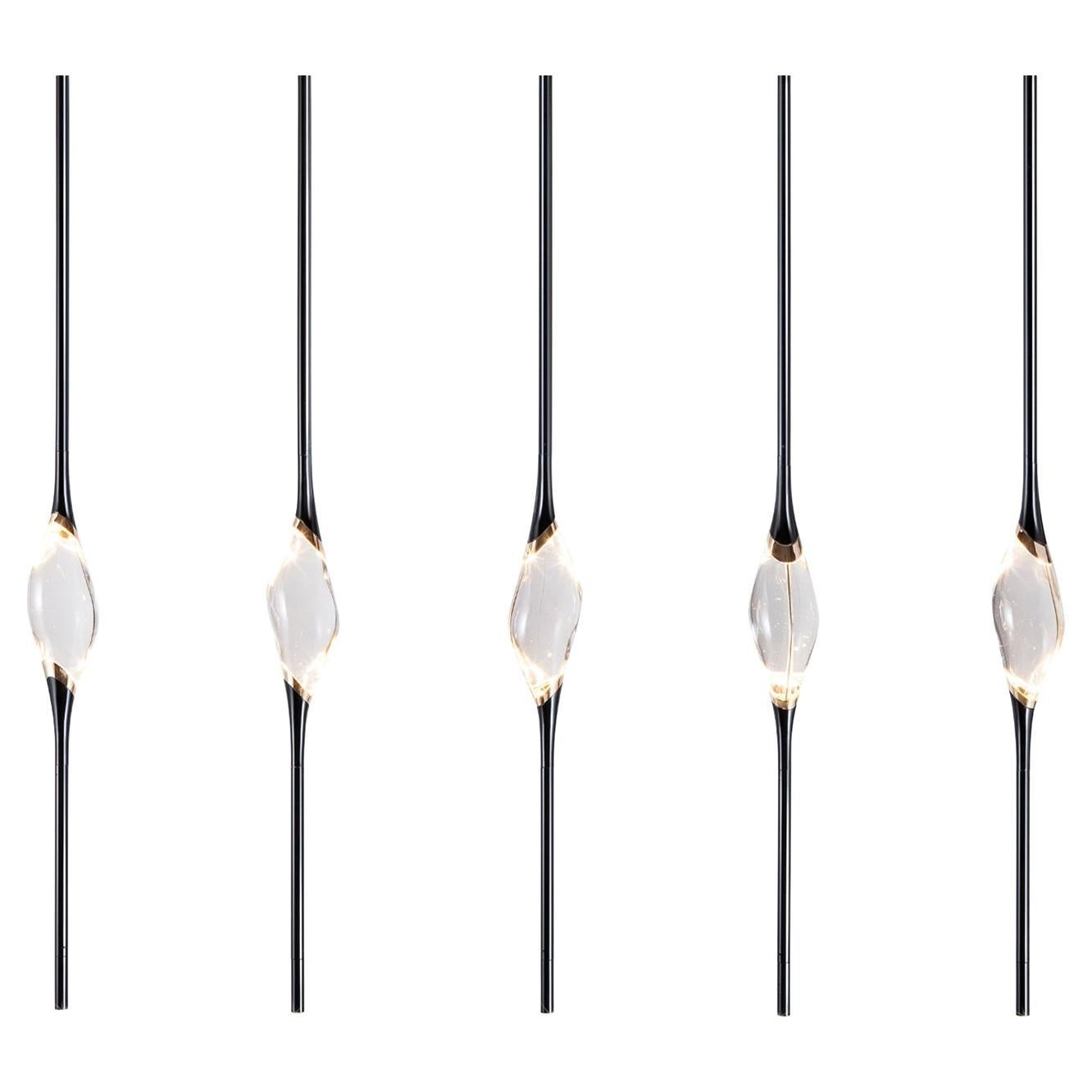Il Pezzo 12 Black-Gold Long Chandelier by Il Pezzo Mancante