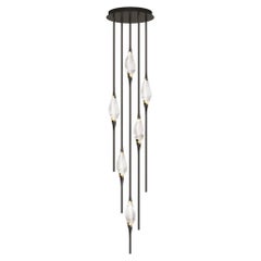 "Il Pezzo 12 Cluster Chandelier" - height 200cm/78.7" - black and polished brass