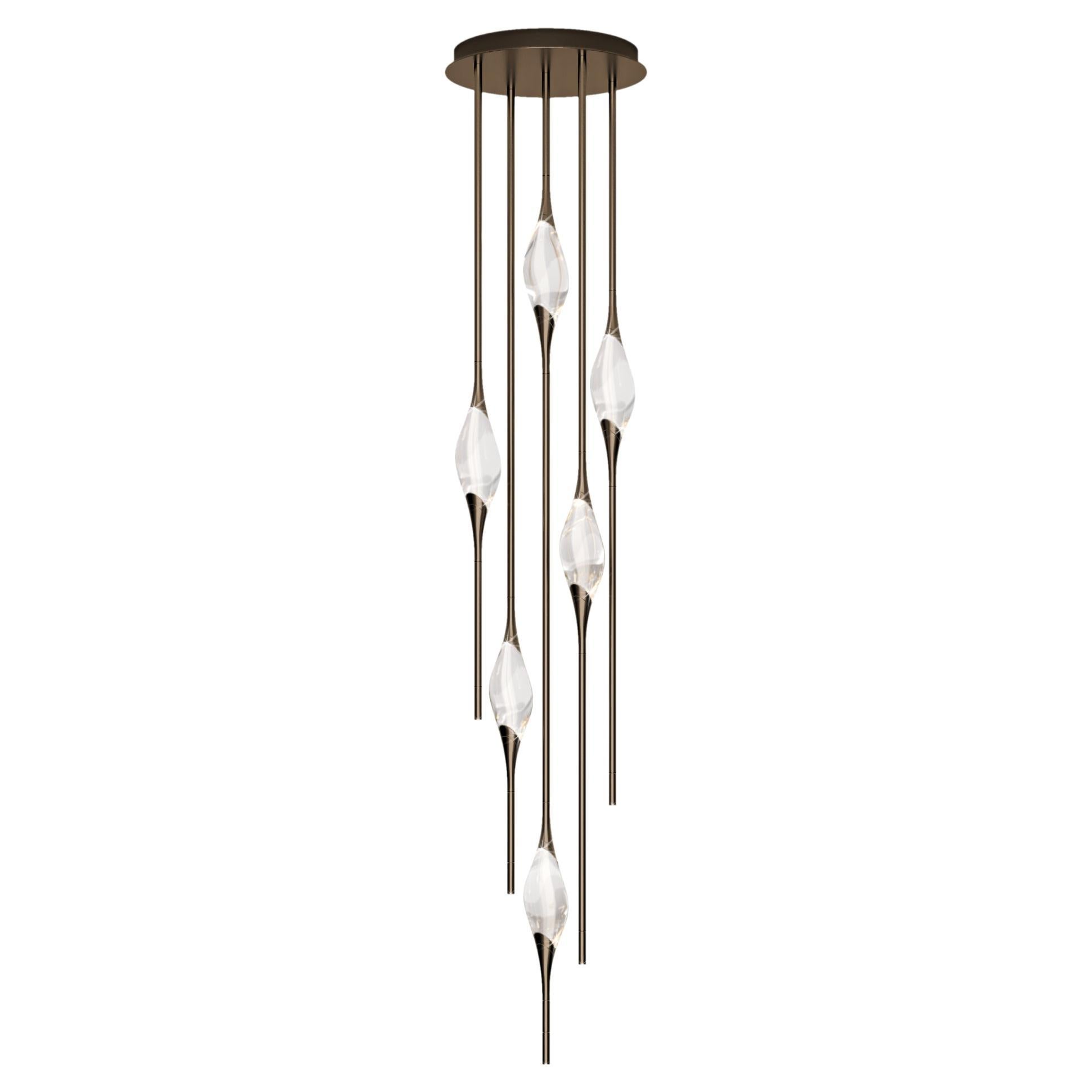 "Il Pezzo 12 Cluster Chandelier" - height 200cm/78.7" - bronze - crystal - LEDs For Sale