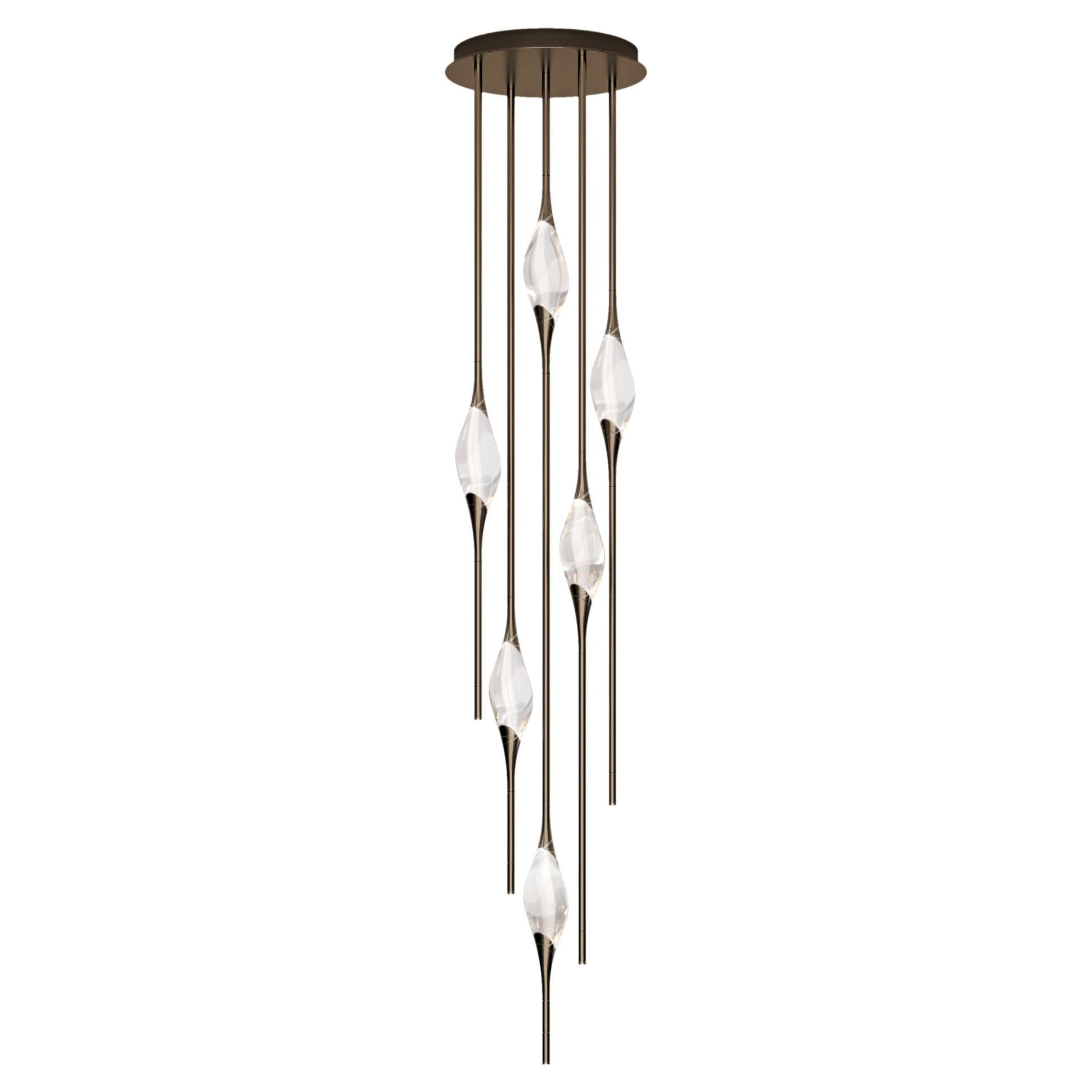 "Lampadario Il Pezzo 12 Cluster" - altezza 200cm/78.7" - bronzo - cristallo - LED