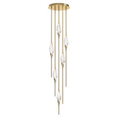 "Il Pezzo 12 Cluster Chandelier" - height 200cm/78.7" - polished brass - crystal