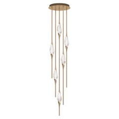 "Il Pezzo 12 Cluster Chandelier" - height 200cm/78.7" - satin brass - crystal