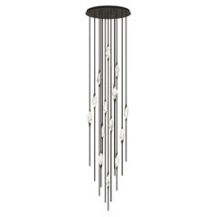 "Il Pezzo 12 Cluster Chandelier" - height 350cm/137" - black and polished brass