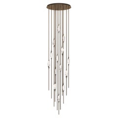 "Il Pezzo 12 Cluster Chandelier" - height 350cm/137" - bronze - crystal - LEDs