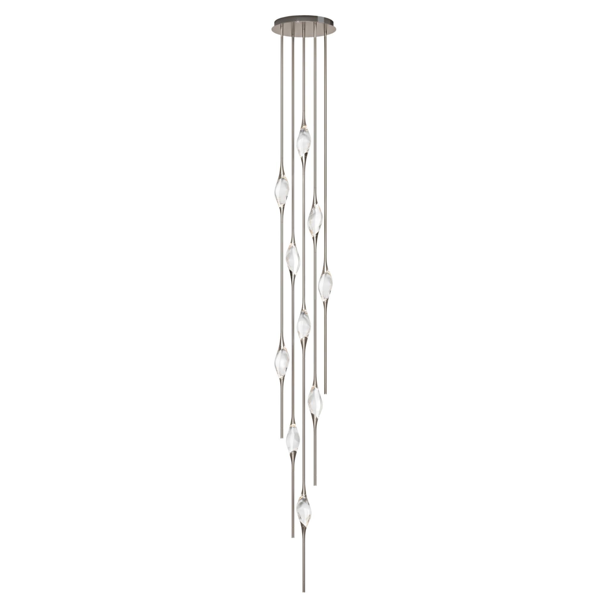 "Il Pezzo 12 Cluster Chandelier" - height 350cm/137" - nickel - crystal - LEDs