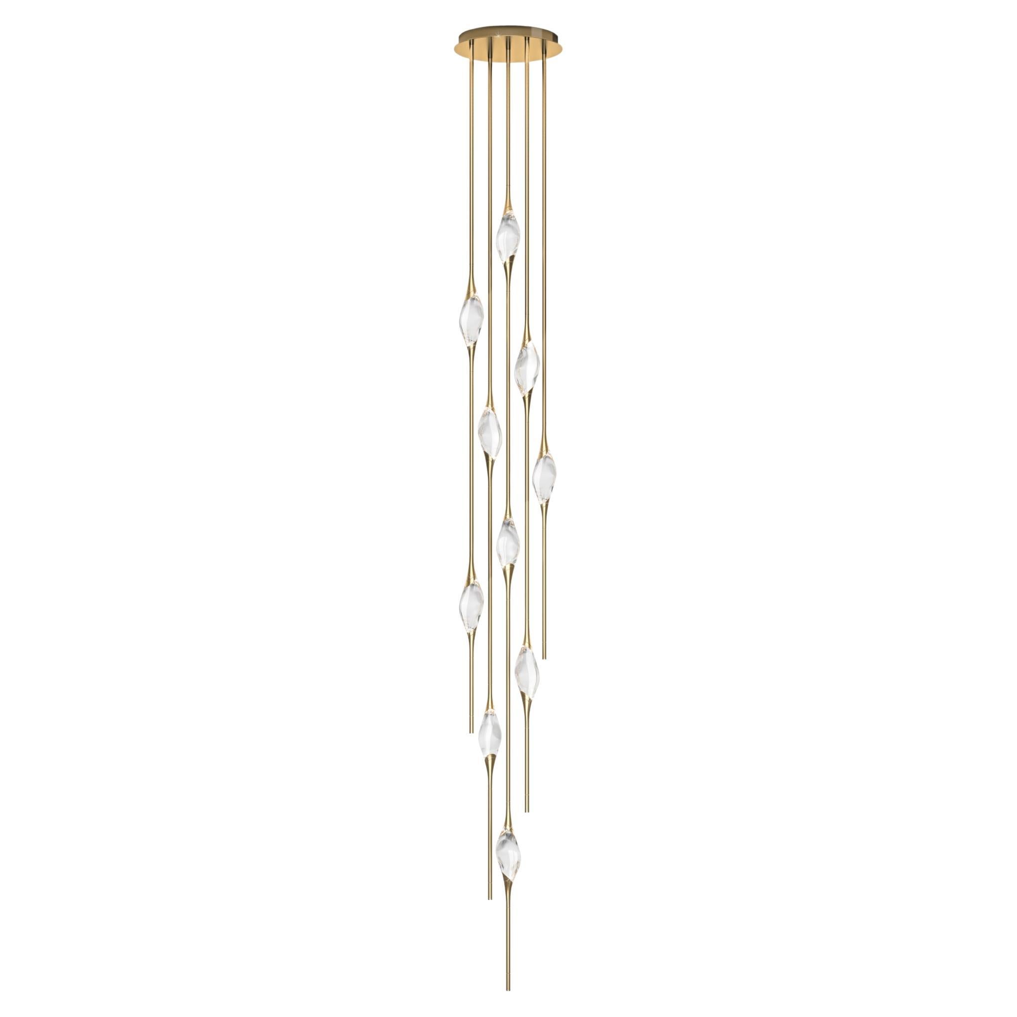 "Il Pezzo 12 Cluster Chandelier" - height 350cm/137" - gold finish - crystal