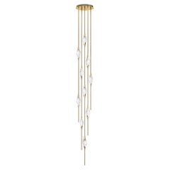 "Il Pezzo 12 Cluster Chandelier" - height 350cm/137" - polished brass - crystal