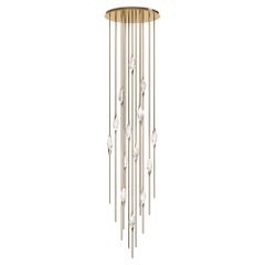 "Il Pezzo 12 Cluster Chandelier" - height 350cm/137" - polished brass - crystal