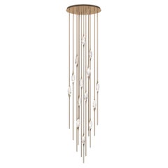 "Il Pezzo 12 Cluster Chandelier" - height 350cm/137" - satin brass - crystal