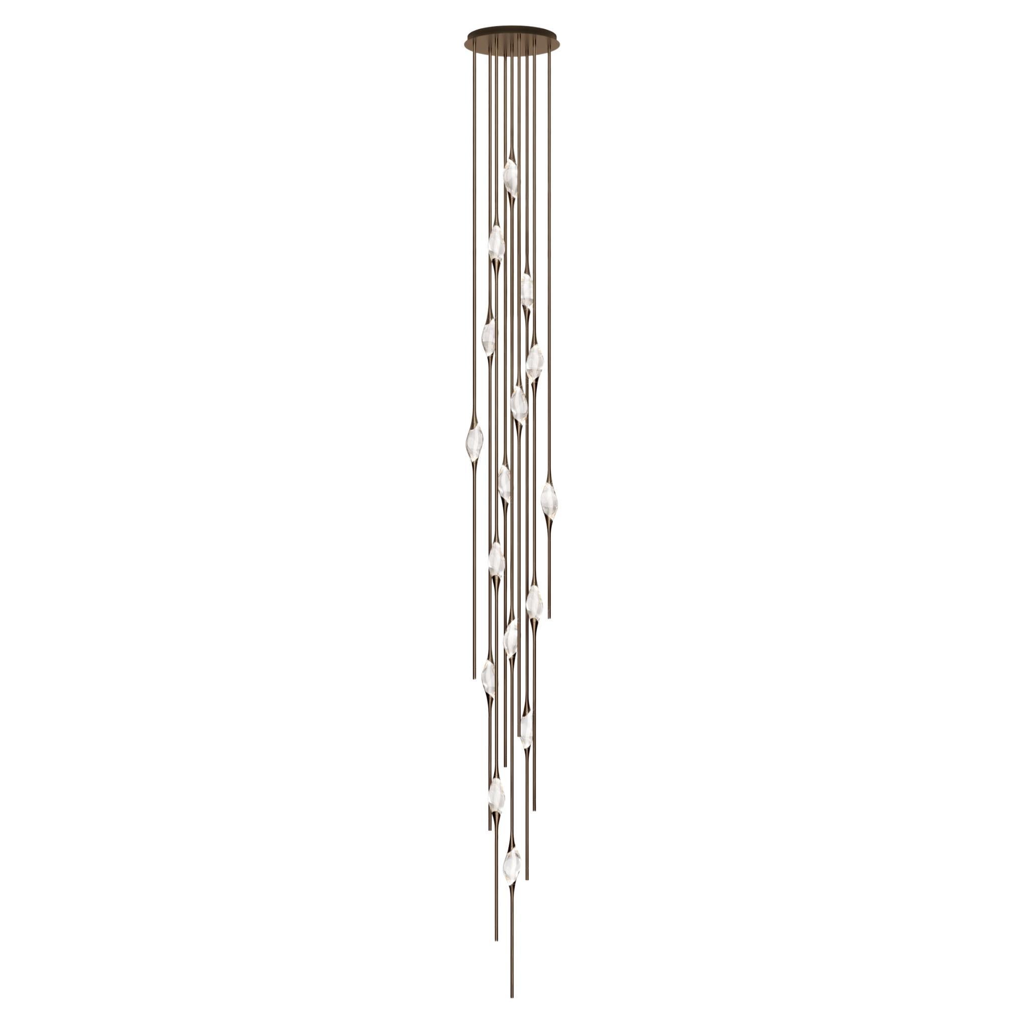 "Il Pezzo 12 Cluster Chandelier" - height 500cm/197" - bronze - crystal - LEDs