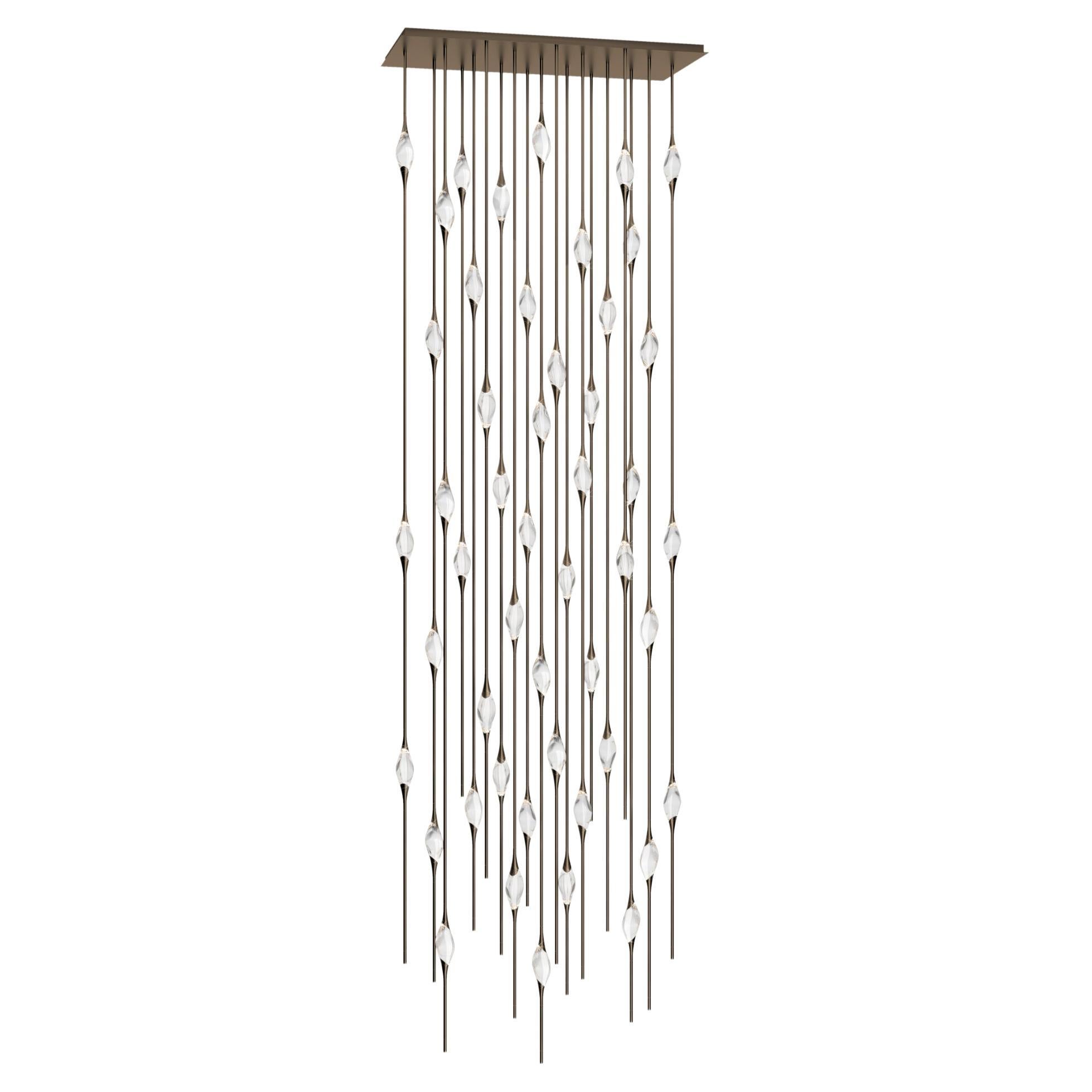 "Il Pezzo 12 Cluster Chandelier" - height 500cm/197" - bronze - crystal - LEDs For Sale