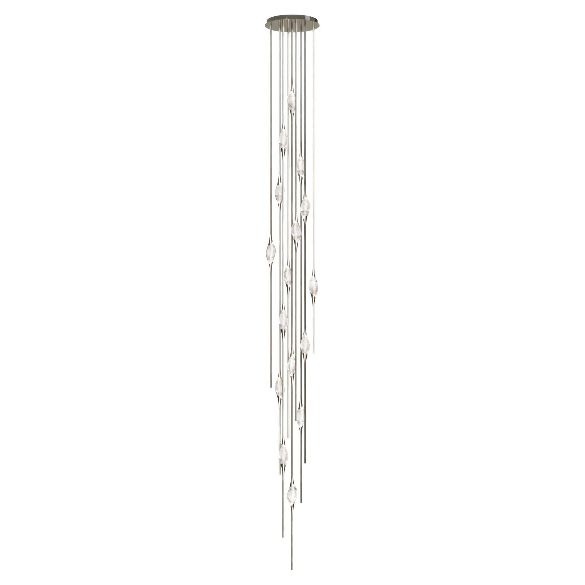 "Il Pezzo 12 Cluster Chandelier" - height 500cm/197" - nickel - crystal - LEDs For Sale