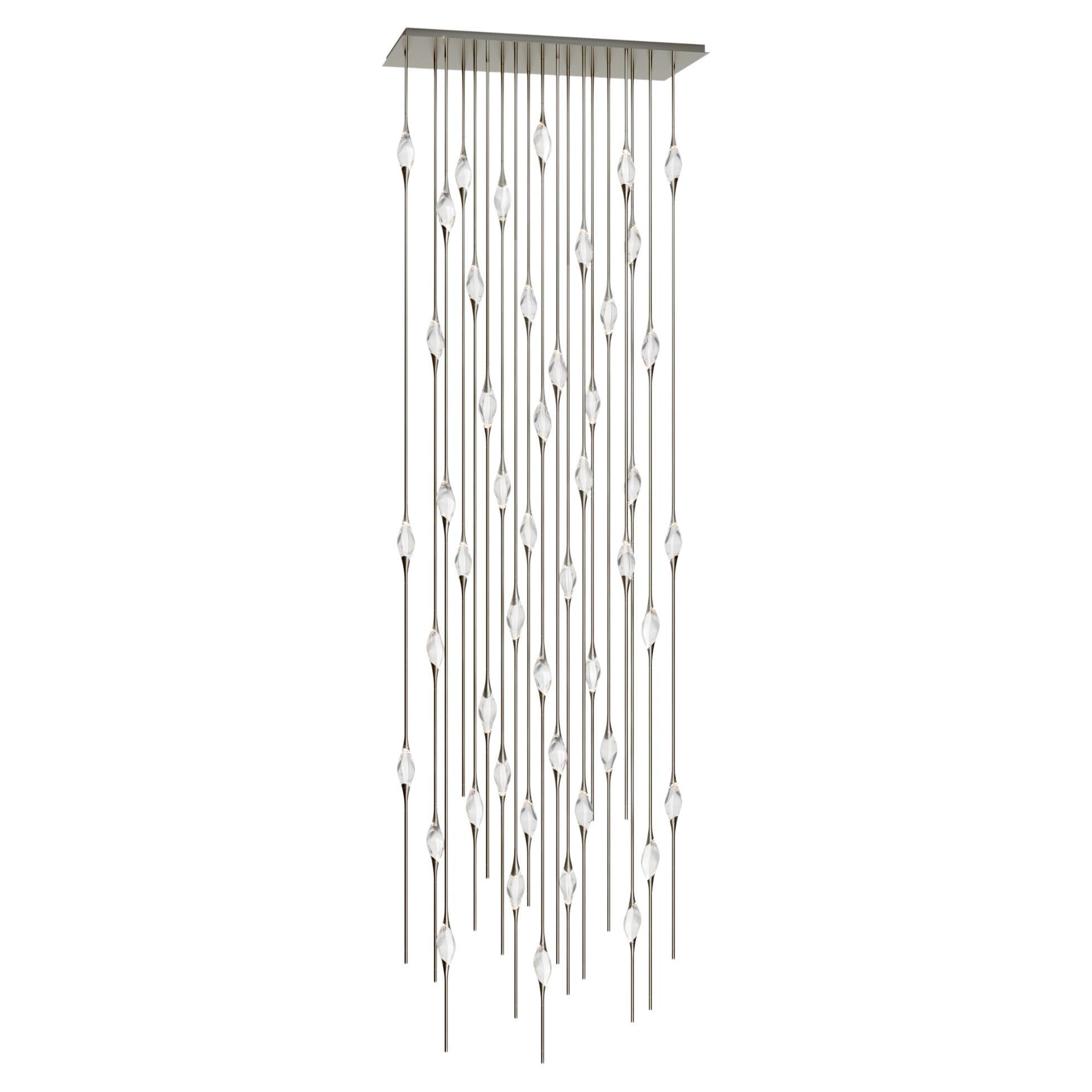 "Il Pezzo 12 Cluster Chandelier" - height 500cm/197" - nickel - crystal - LEDs