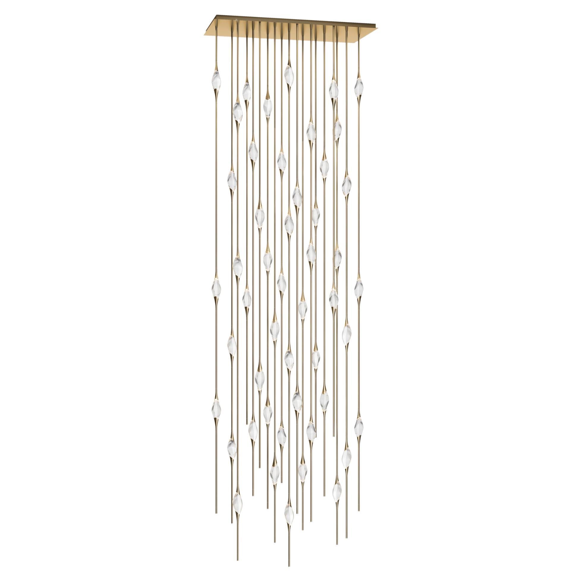 "Lampadario Il Pezzo 12 Cluster" - altezza 500cm/197" - ottone lucido - cristallo in vendita