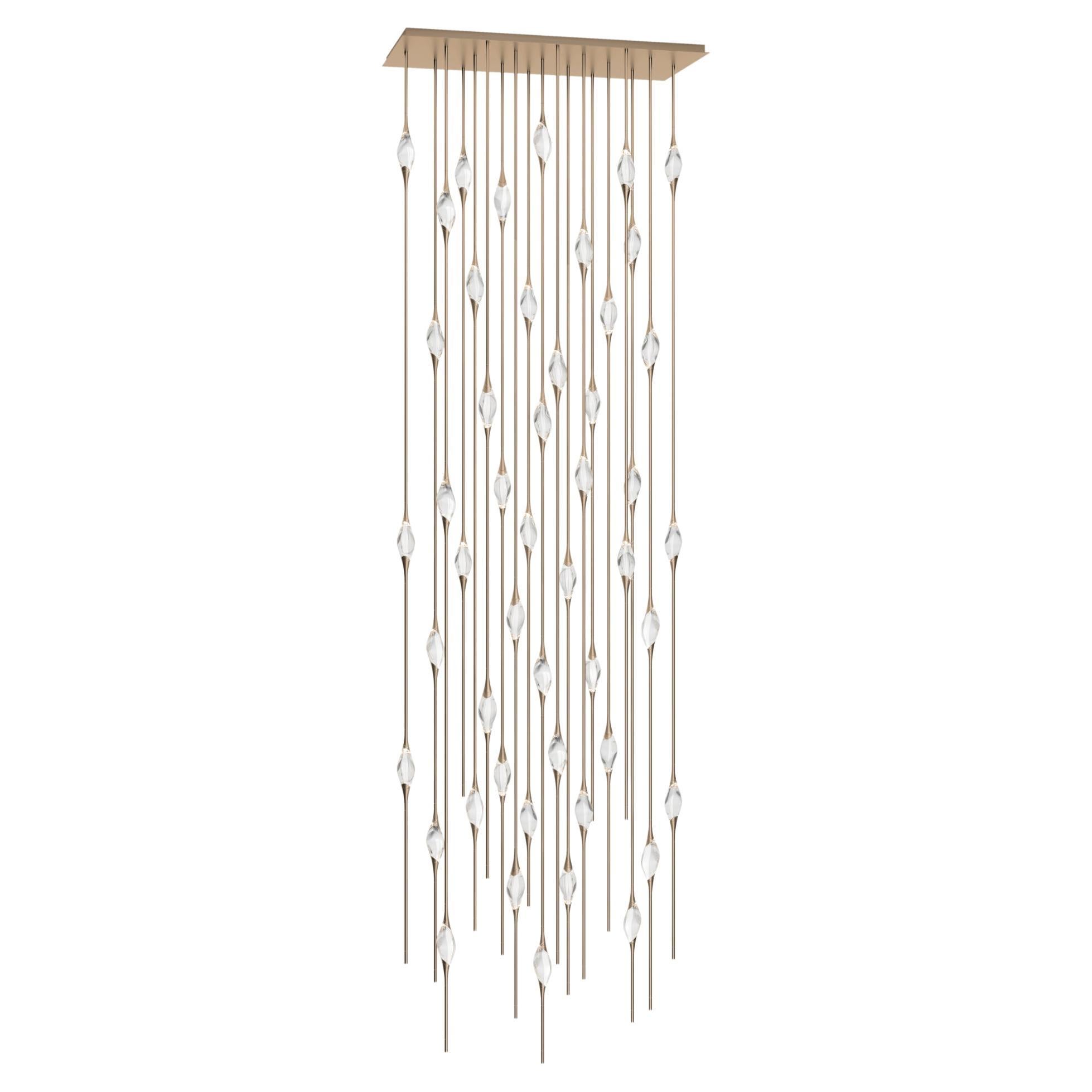"Il Pezzo 12 Cluster Chandelier" - height 500cm/197" - satin brass - crystal For Sale