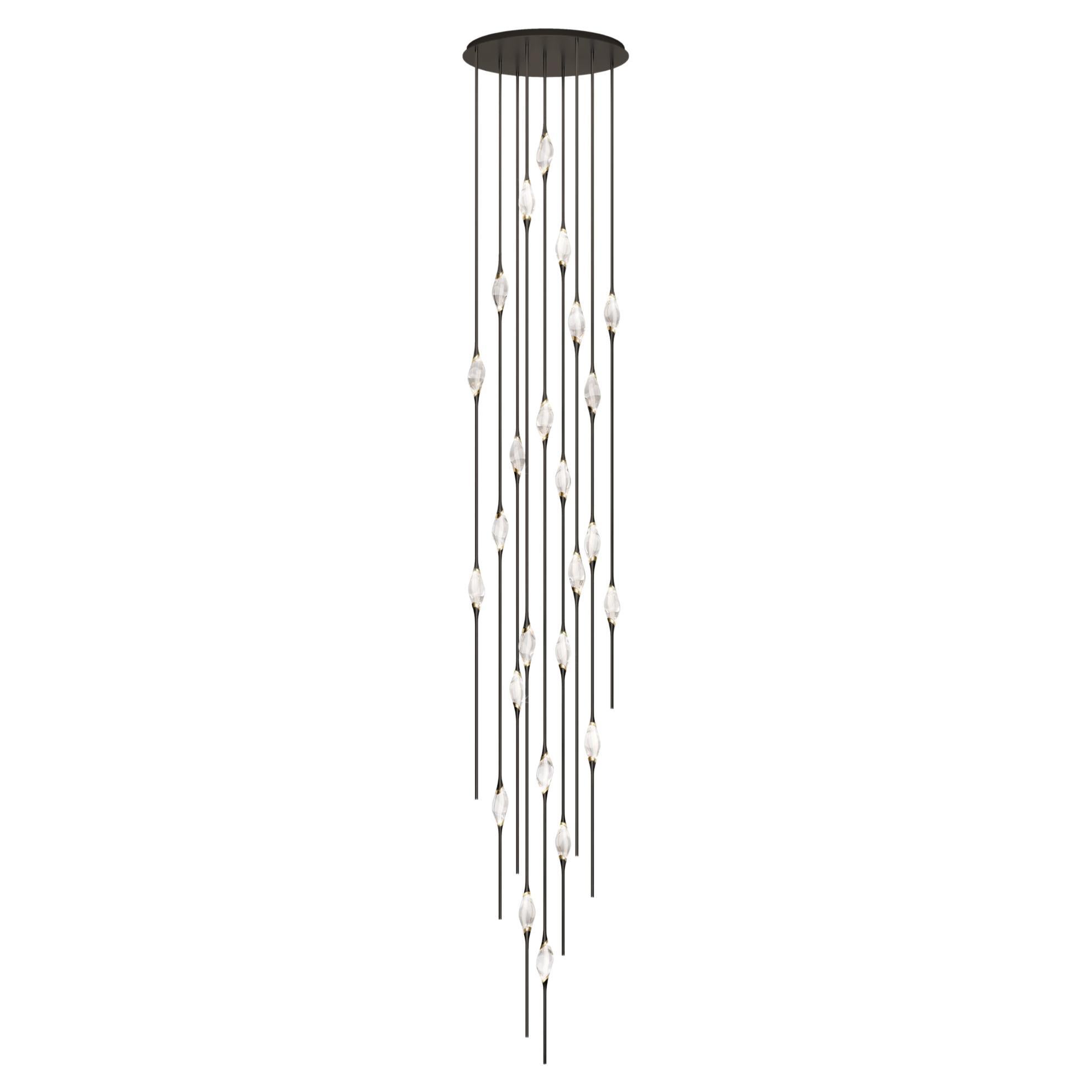 "Il Pezzo 12 Cluster Chandelier" - height 550cm/216" - black and polished brass