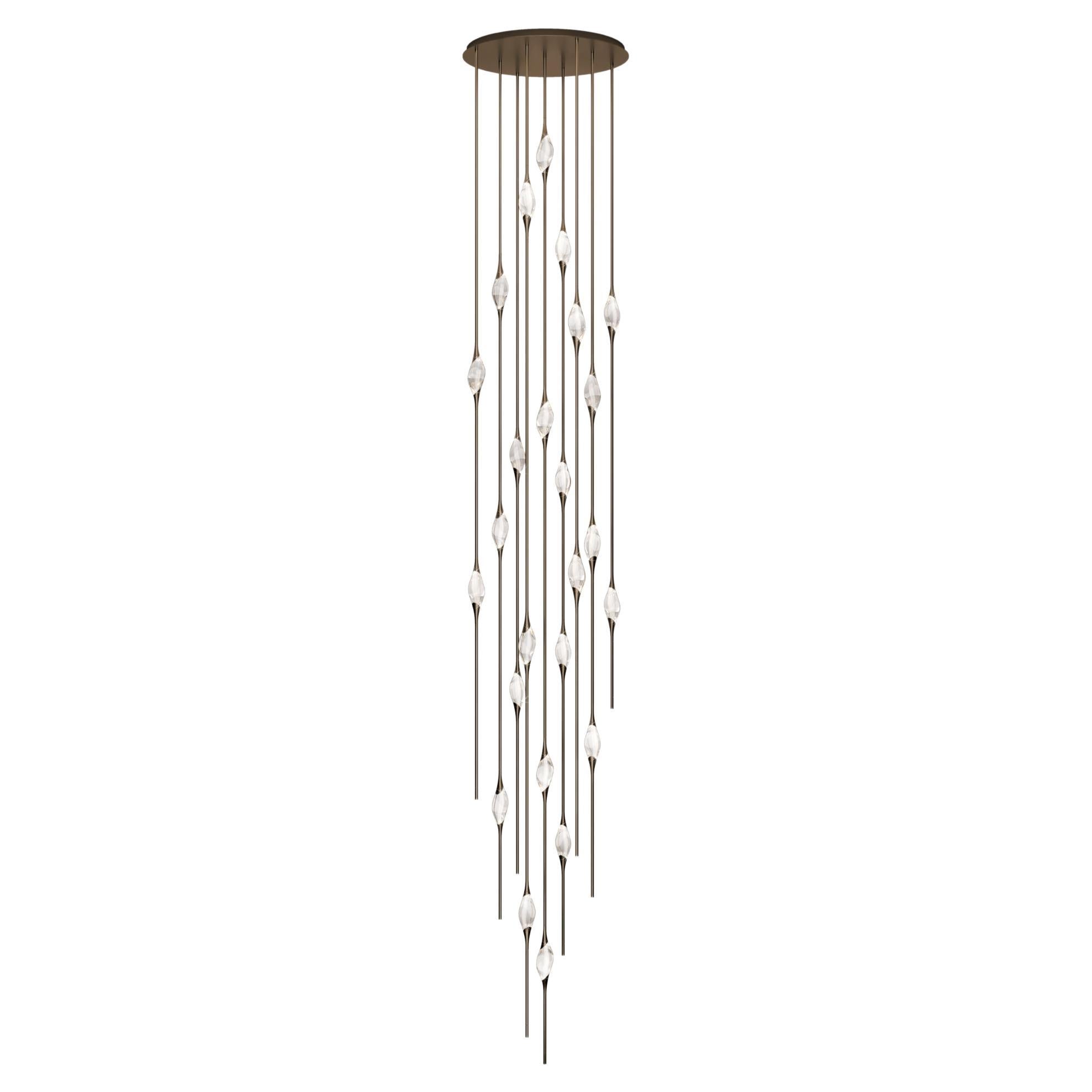 "Il Pezzo 12 Cluster Chandelier" - height 550cm/216" - bronze - crystal - LEDs