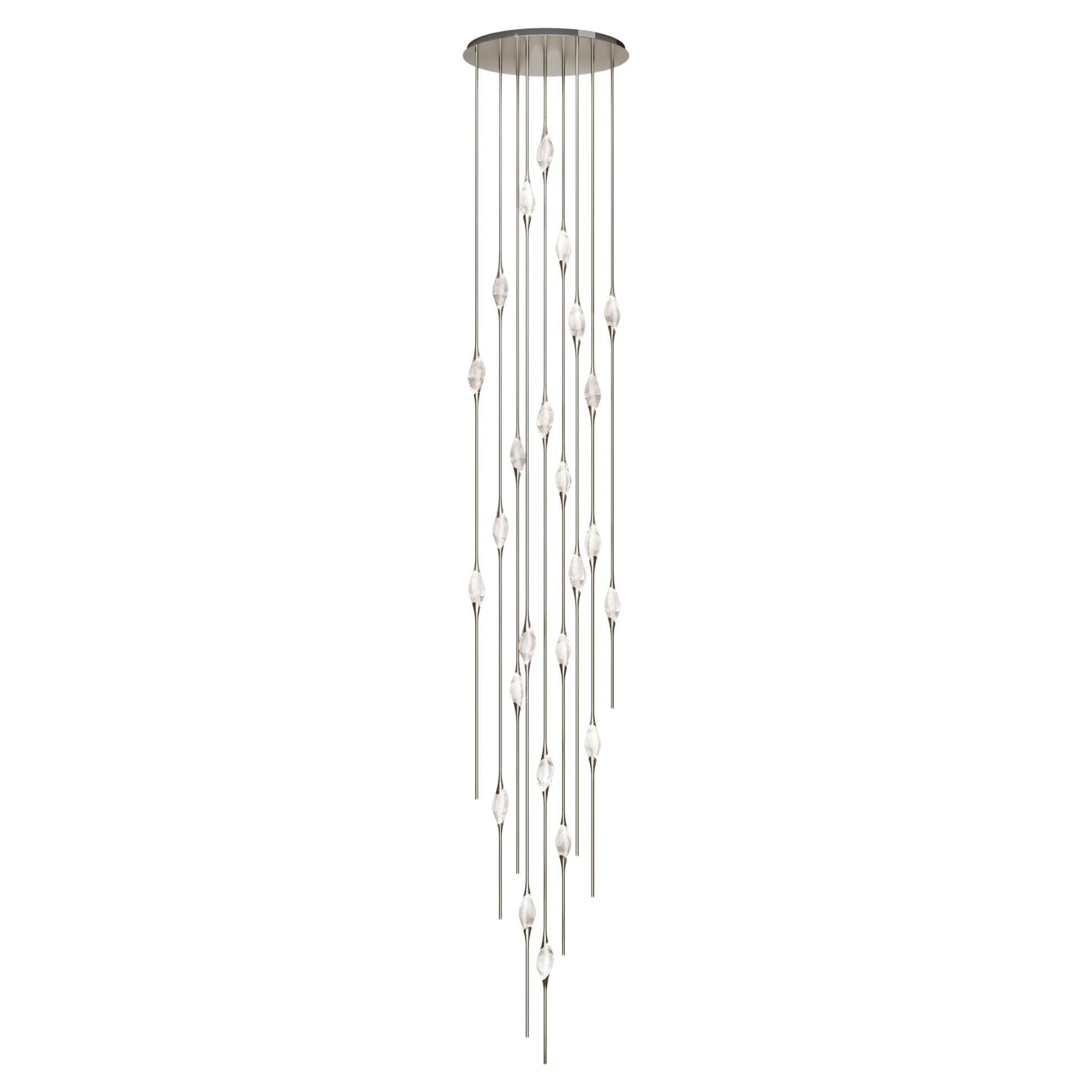"Lampadario Il Pezzo 12 Cluster" - altezza 550cm/216" - nichel - cristallo - LED in vendita
