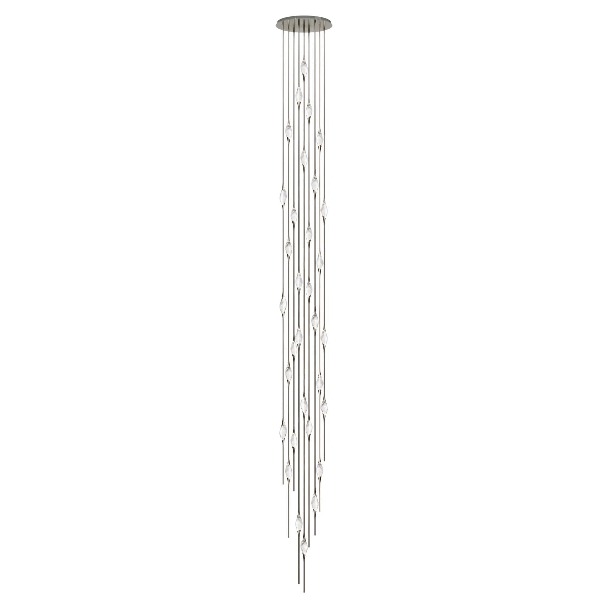 "Il Pezzo 12 Cluster Chandelier" - height 700cm/275" - nickel - crystal - LEDs For Sale