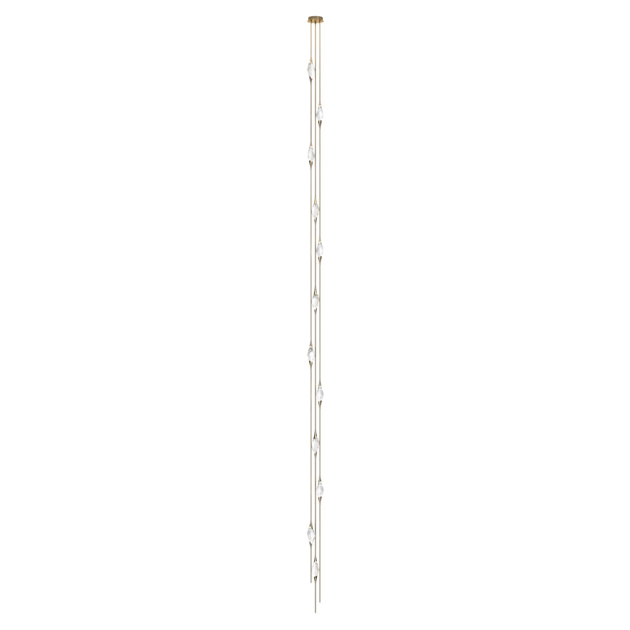 "Il Pezzo 12 Cluster Chandelier" - height 700cm/275" - polished brass - crystal
