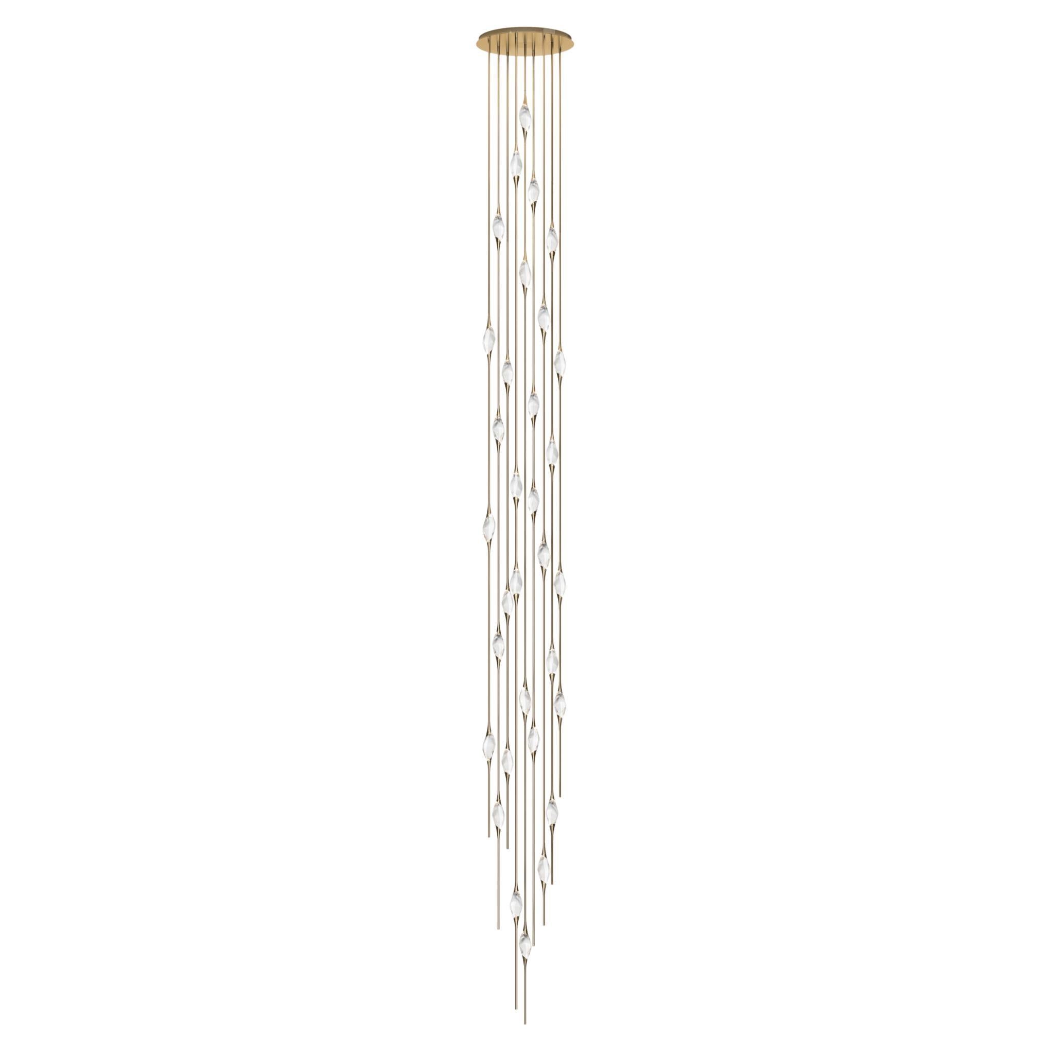 "Il Pezzo 12 Cluster Chandelier" - height 700cm/275" - polished brass - crystal