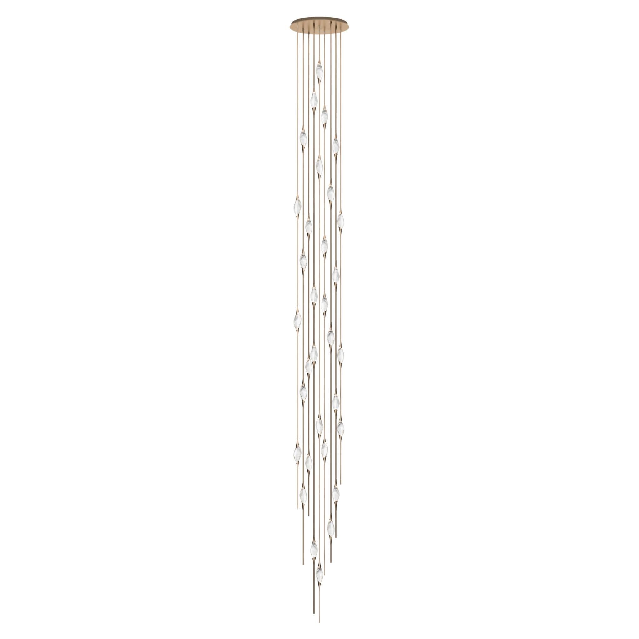 "Il Pezzo 12 Cluster Chandelier" - height 700cm/275" - satin brass - crystal