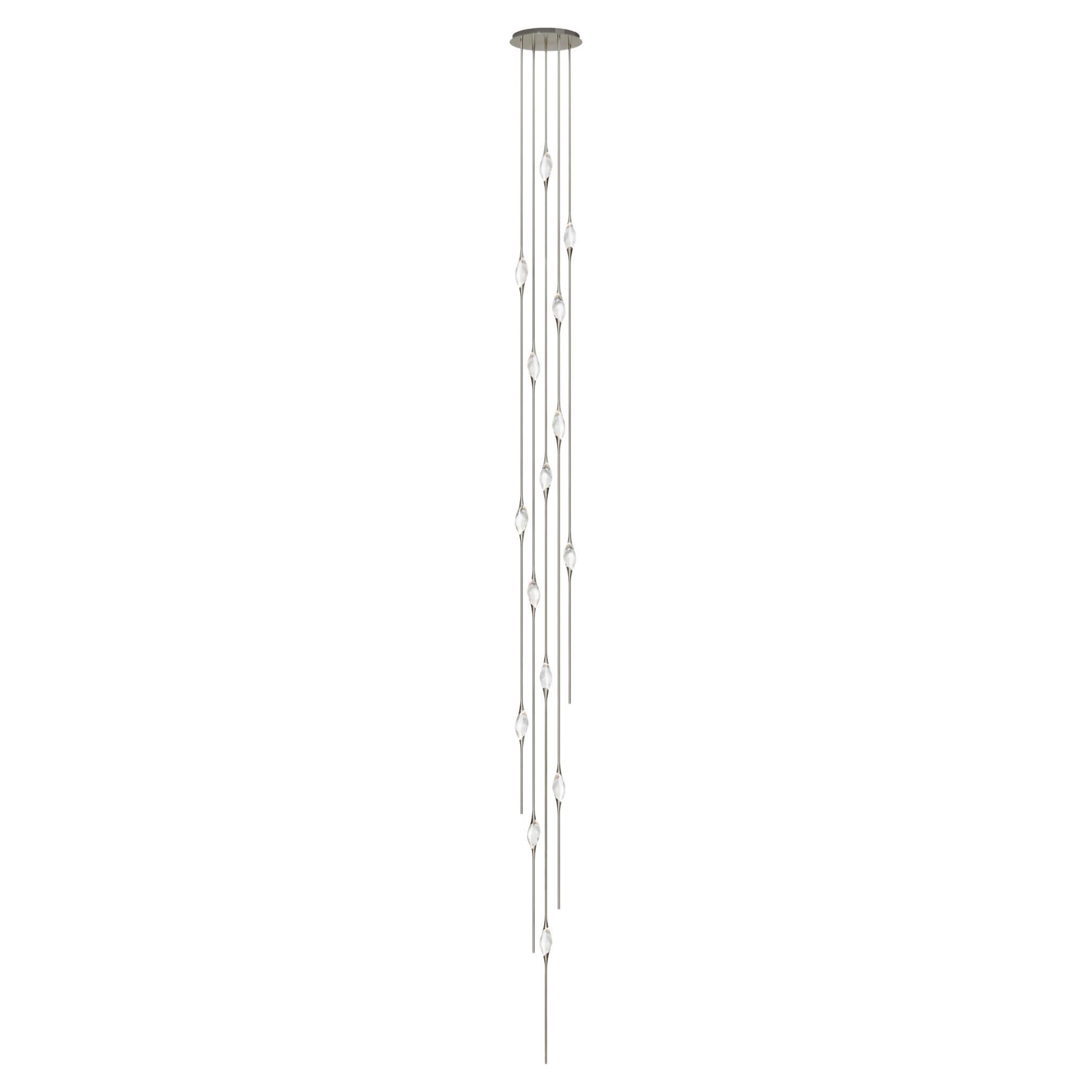 "Lampadario Il Pezzo 12 Cluster" - altezza 700cm/275" - nickel - cristallo - LED