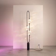 "Il Pezzo 12 Floor Lamp" - black and gold finish brass - black marble - crystals