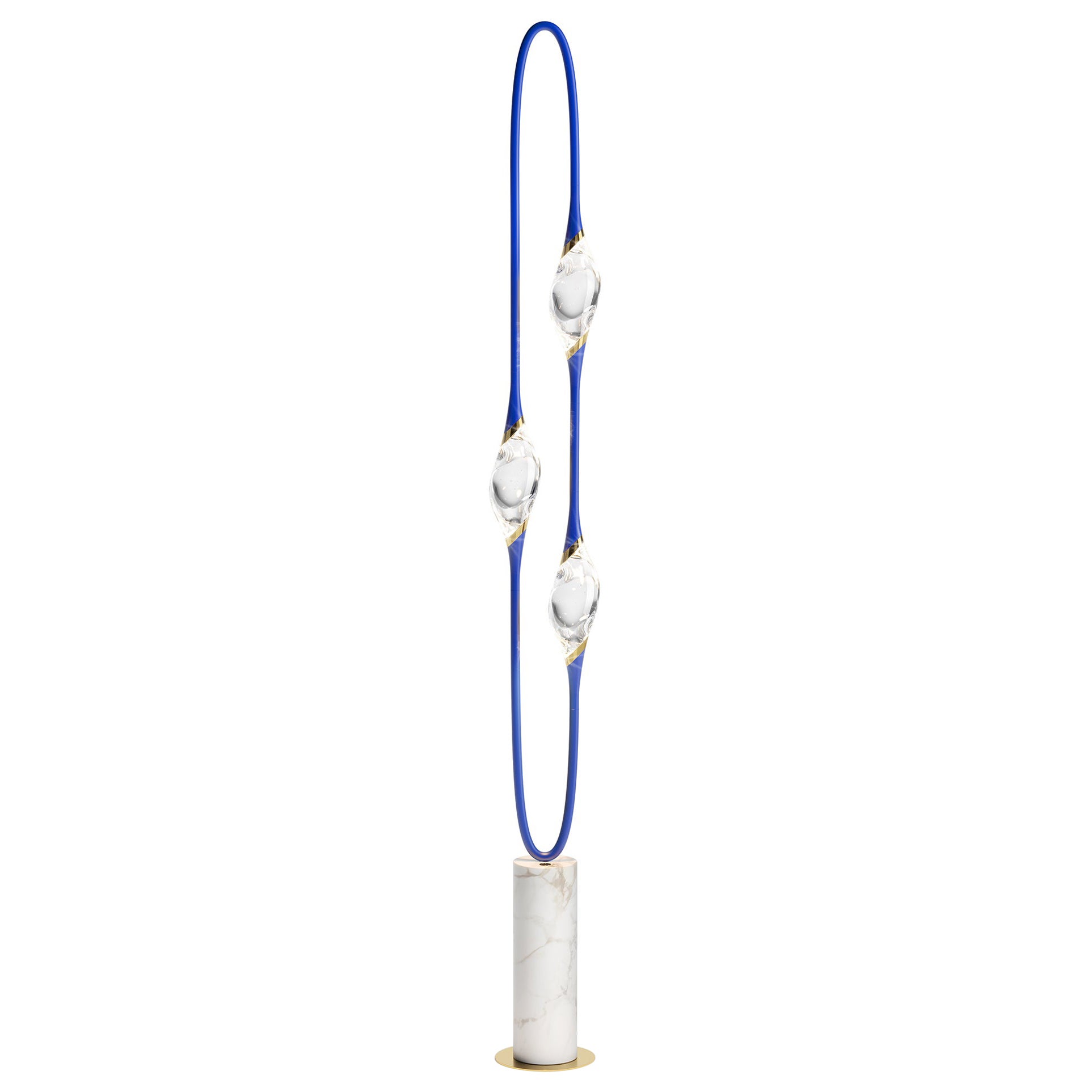 Lampadaire Il Pezzo 12 - bleu majorelle - marbre calacatta - cristaux - LED