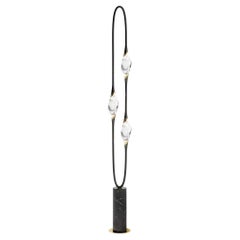 "Il Pezzo 12 Floor Lamp" - black and polished brass - black marble - crystals