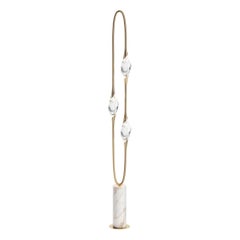 Lampadaire « Il Pezzo 12 » en laiton poli, marbre Calacatta, cristaux avec LED