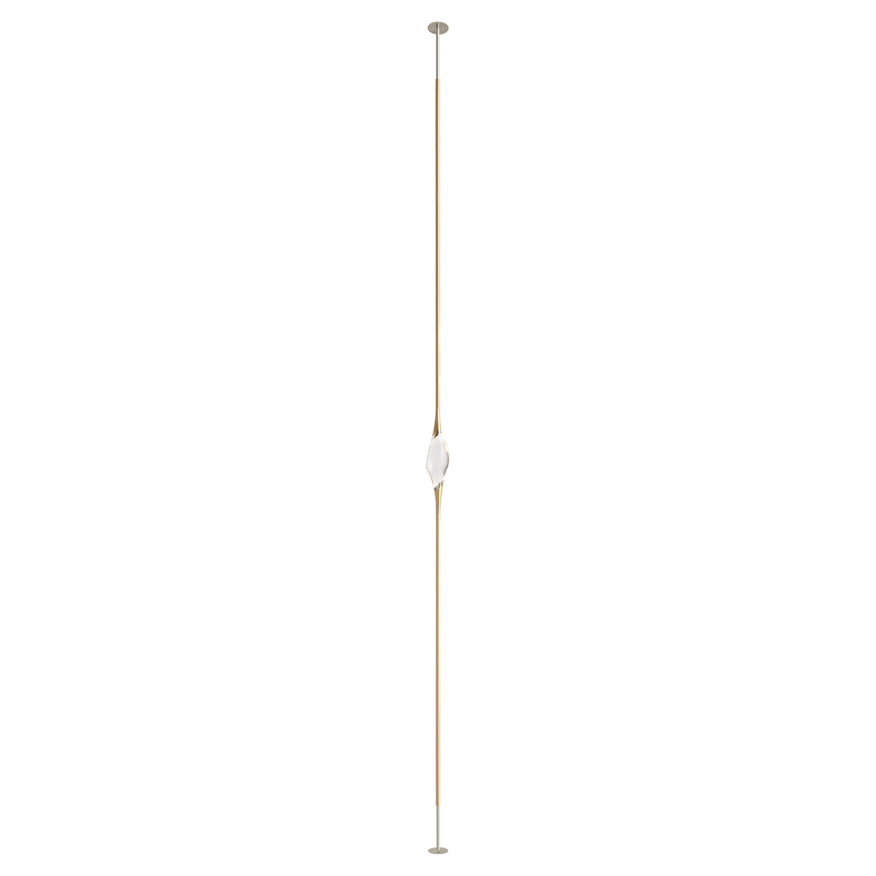 "Il Pezzo 12 Floor to Ceiling" - one crystal - satin brass and nickel finish