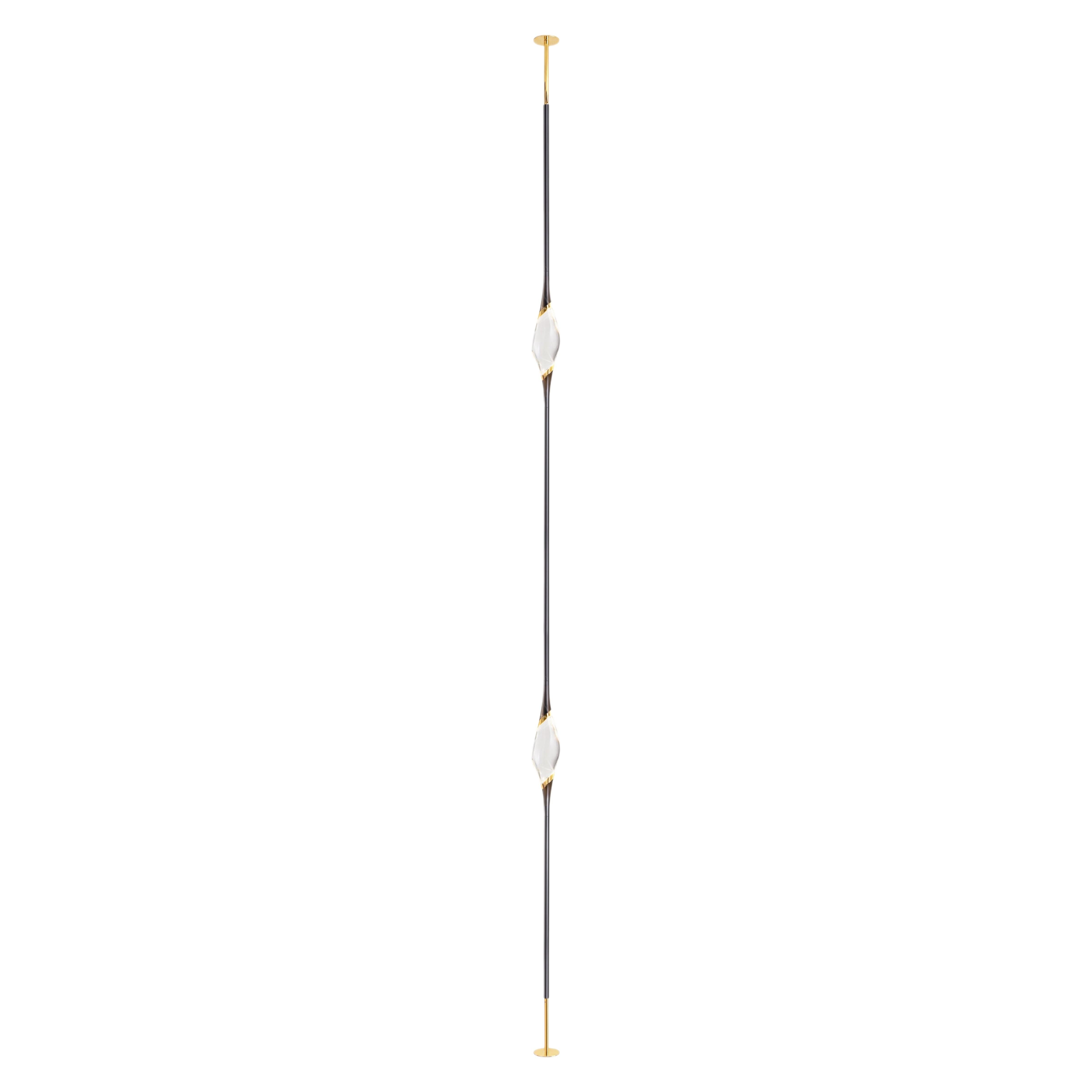 "Il Pezzo 12 Floor to Ceiling" - two crystals - black and gold finish For Sale