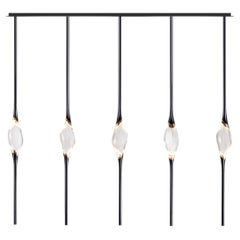 Vintage "Il Pezzo 12 Long Chandelier" - length 130cm/51.2” - black and polished brass