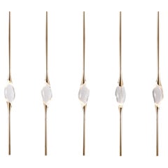 "Il Pezzo 12 Long Chandelier" - length 130cm/51.2” - gold finish brass - crystal