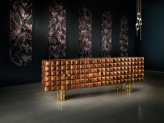 Il Pezzo 12 "Round Chandelier" LED Lamp in Crystal and Gold, Handmade in Italy