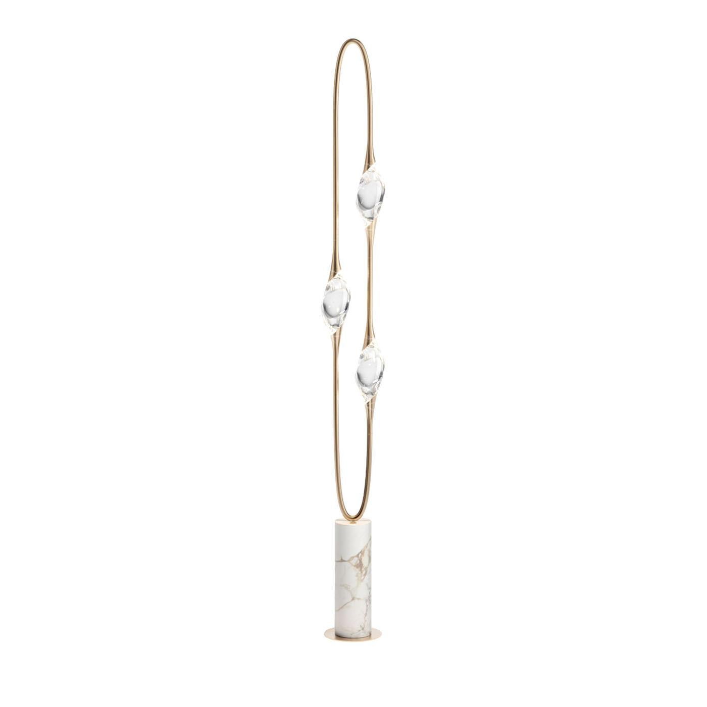 Il Pezzo 12 Satin Brass and Calcatta-Gold Marble Floor Lamp by Il Pezzo Mancante In New Condition For Sale In Milan, IT