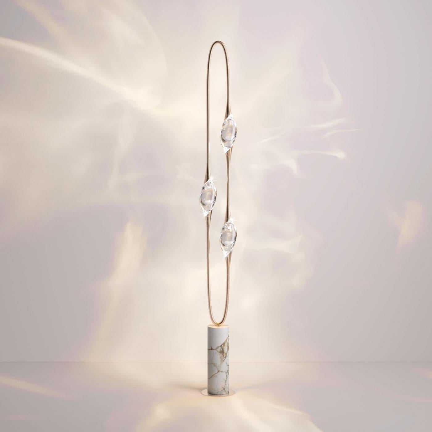 Il Pezzo 12 Satin Brass and Calcatta-Gold Marble Floor Lamp by Il Pezzo Mancante For Sale 1