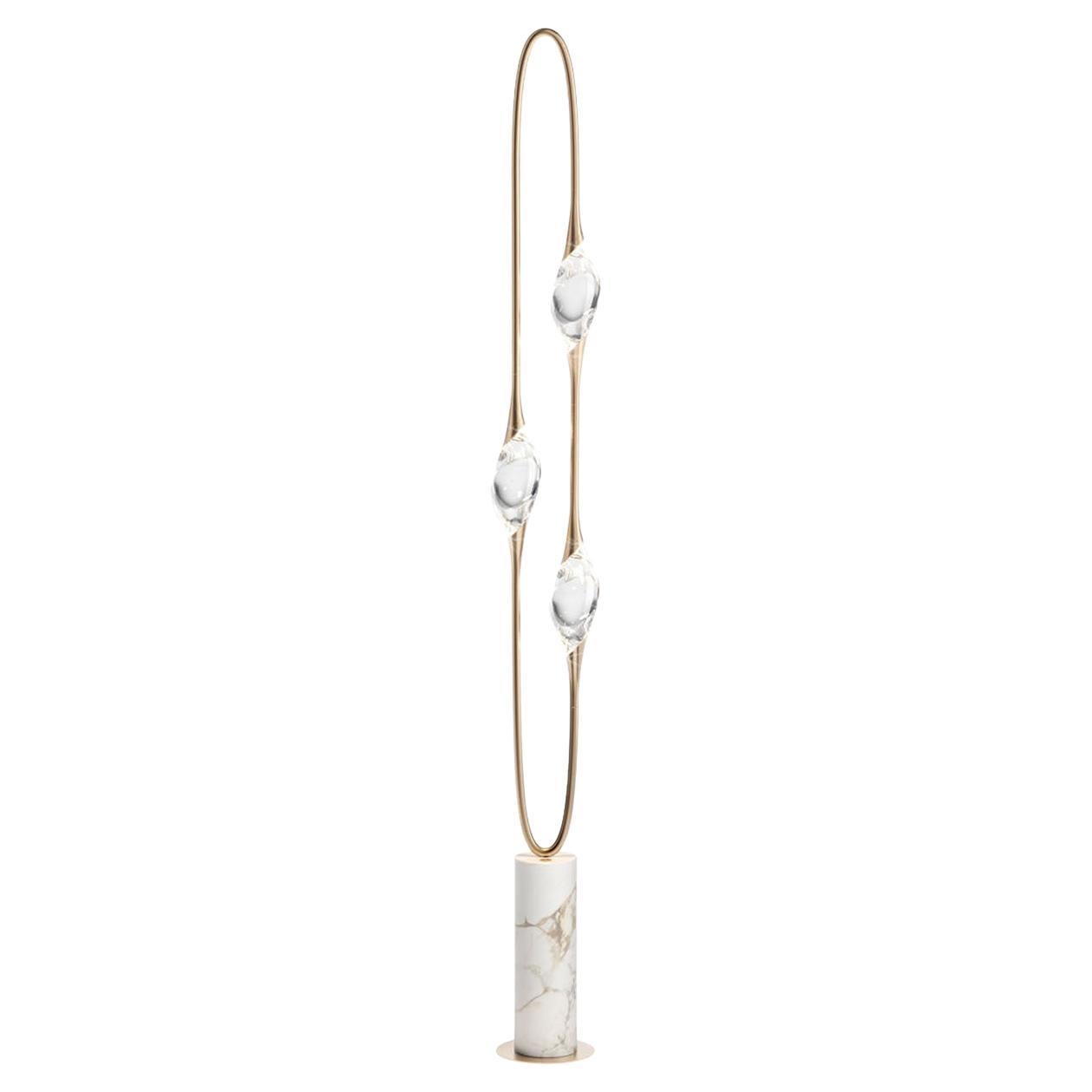 Il Pezzo 12 Satin Brass and Calcatta-Gold Marble Floor Lamp by Il Pezzo Mancante
