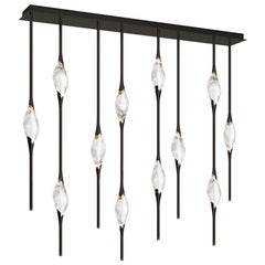 « Il Pezzo 12 Staggered Chandelier » - longueur 150 cm/59 - finition noire et or