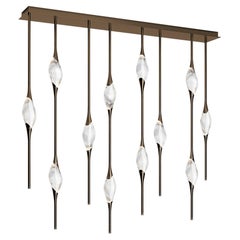 "Lampadario Il Pezzo 12 sfalsato" - lunghezza 150cm/59" - bronzo - cristallo - LED