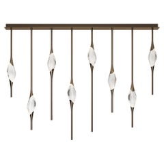"Il Pezzo 12 Staggered Chandelier" - length 160cm/63” - bronze - crystal - LEDs