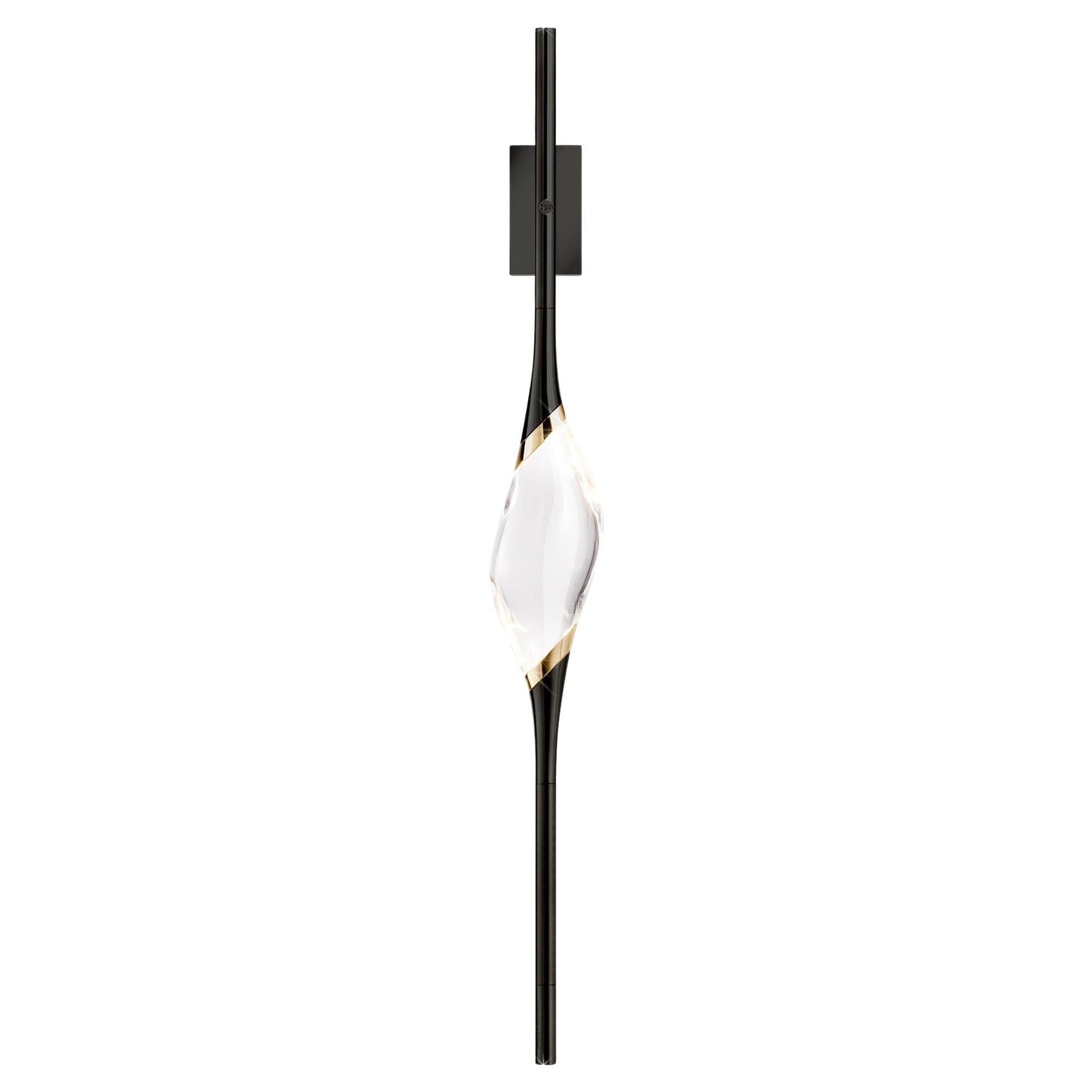 "Il Pezzo 12 Wall Sconce" - black and polished brass - crystal - Made in Italy en vente