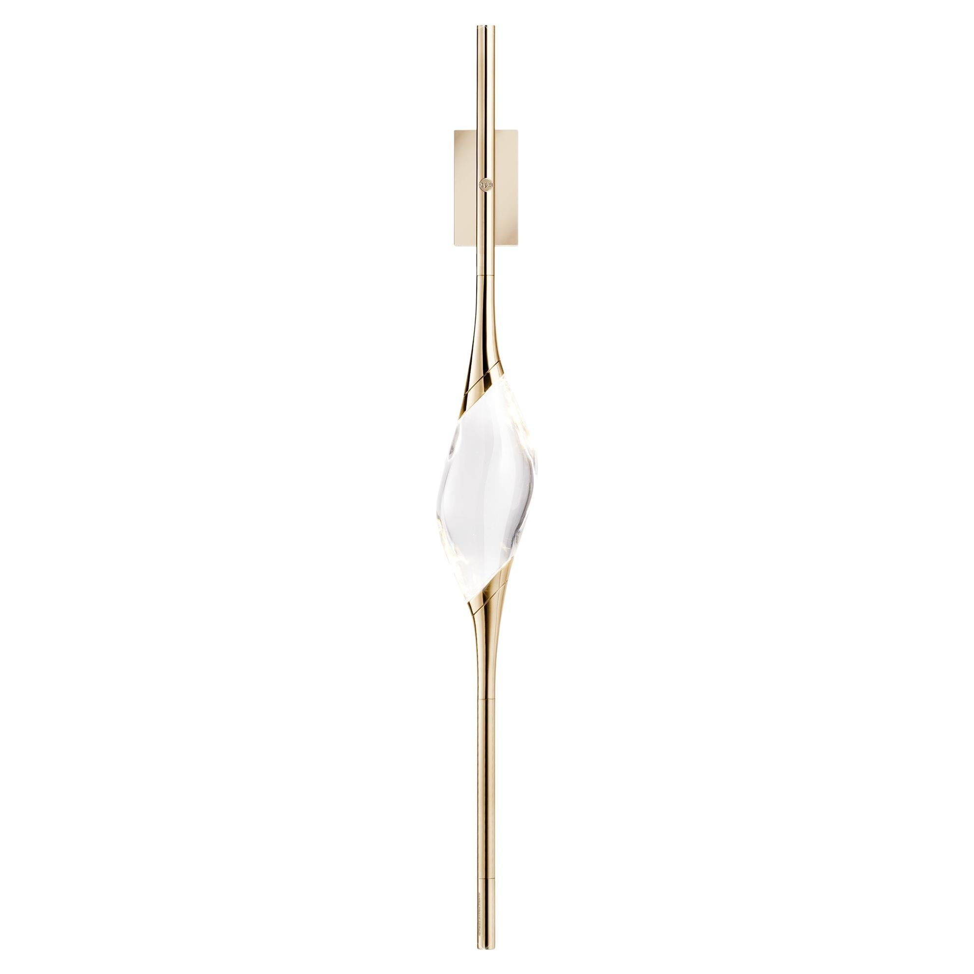 "Il Pezzo 12 Wall Sconce" - gold finish brass - crystal - LEDs - Made in Italy For Sale