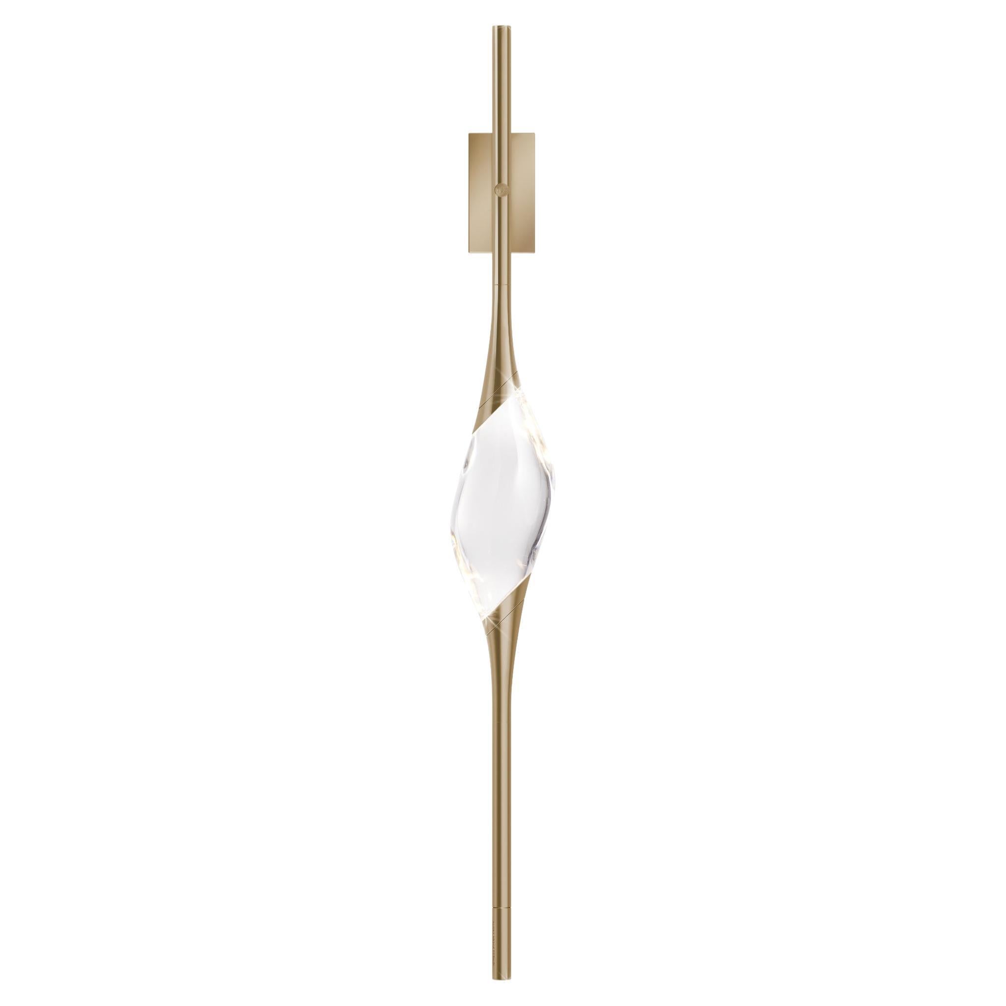 "Il Pezzo 12 Wall Sconce" - satin brass - crystal - LEDs - Made in Italy en vente
