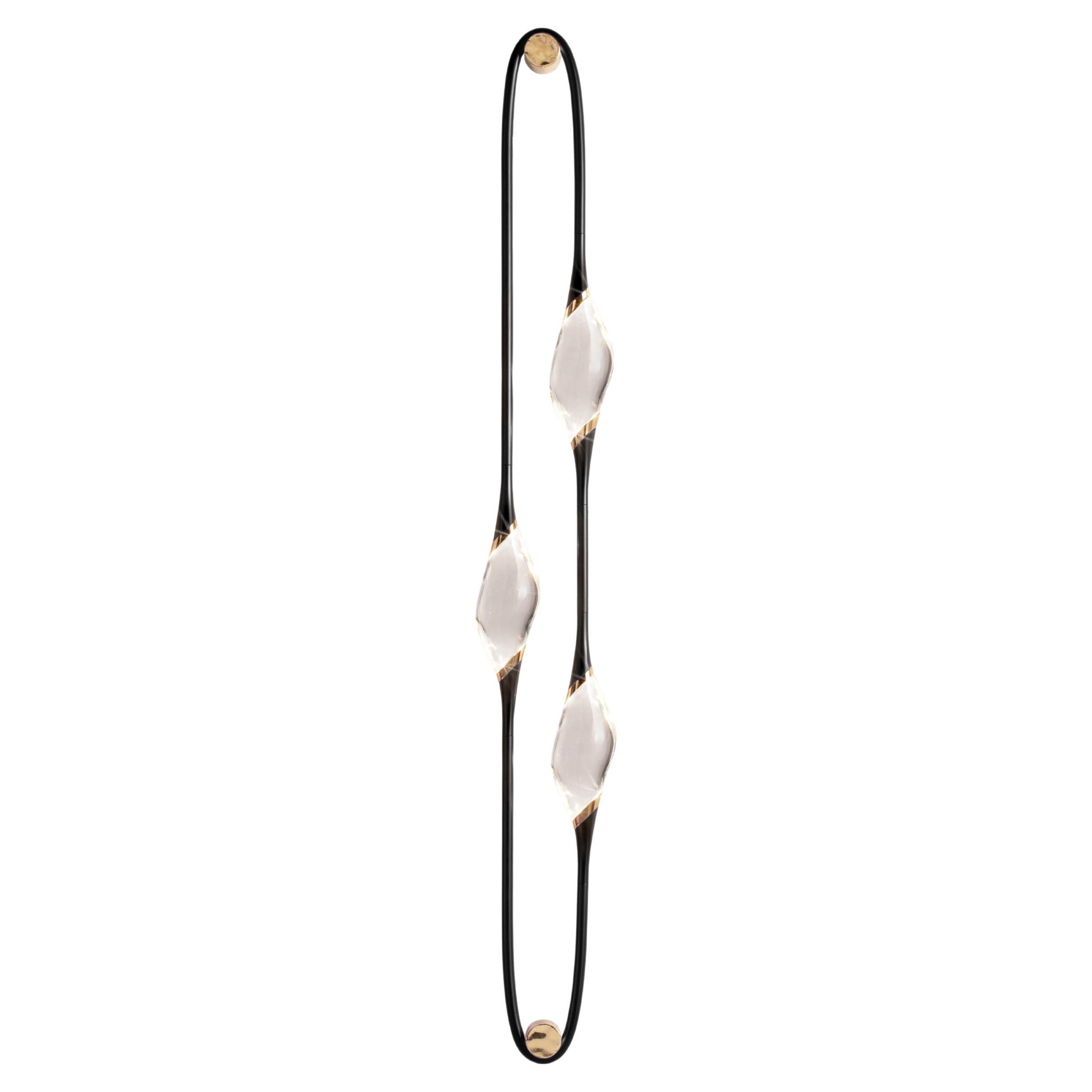 "Il Pezzo 12 Wall Sconce" - three crystals - black and gold finish