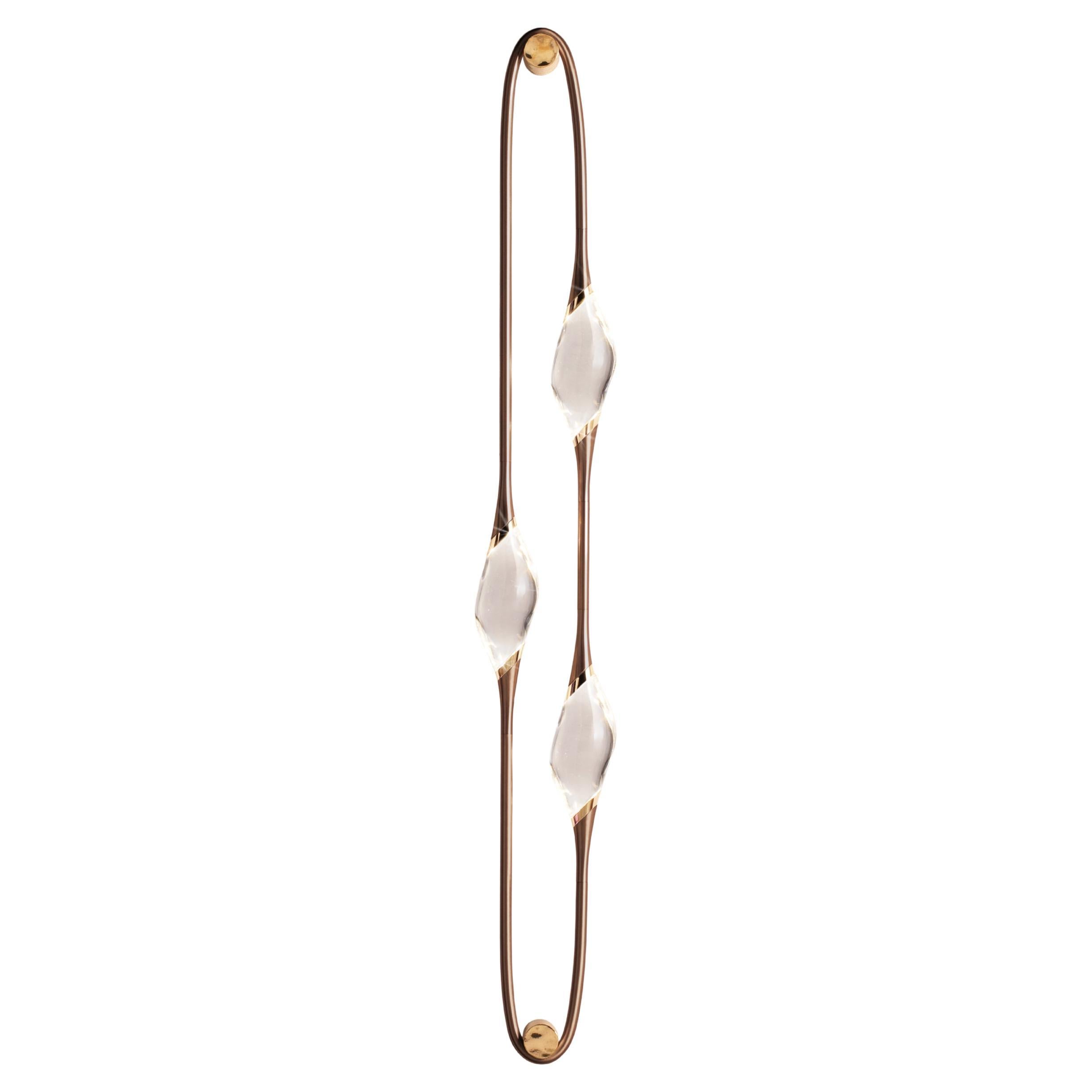 "Il Pezzo 12 Wall Sconce" - three crystals - bronze and gold finish For Sale