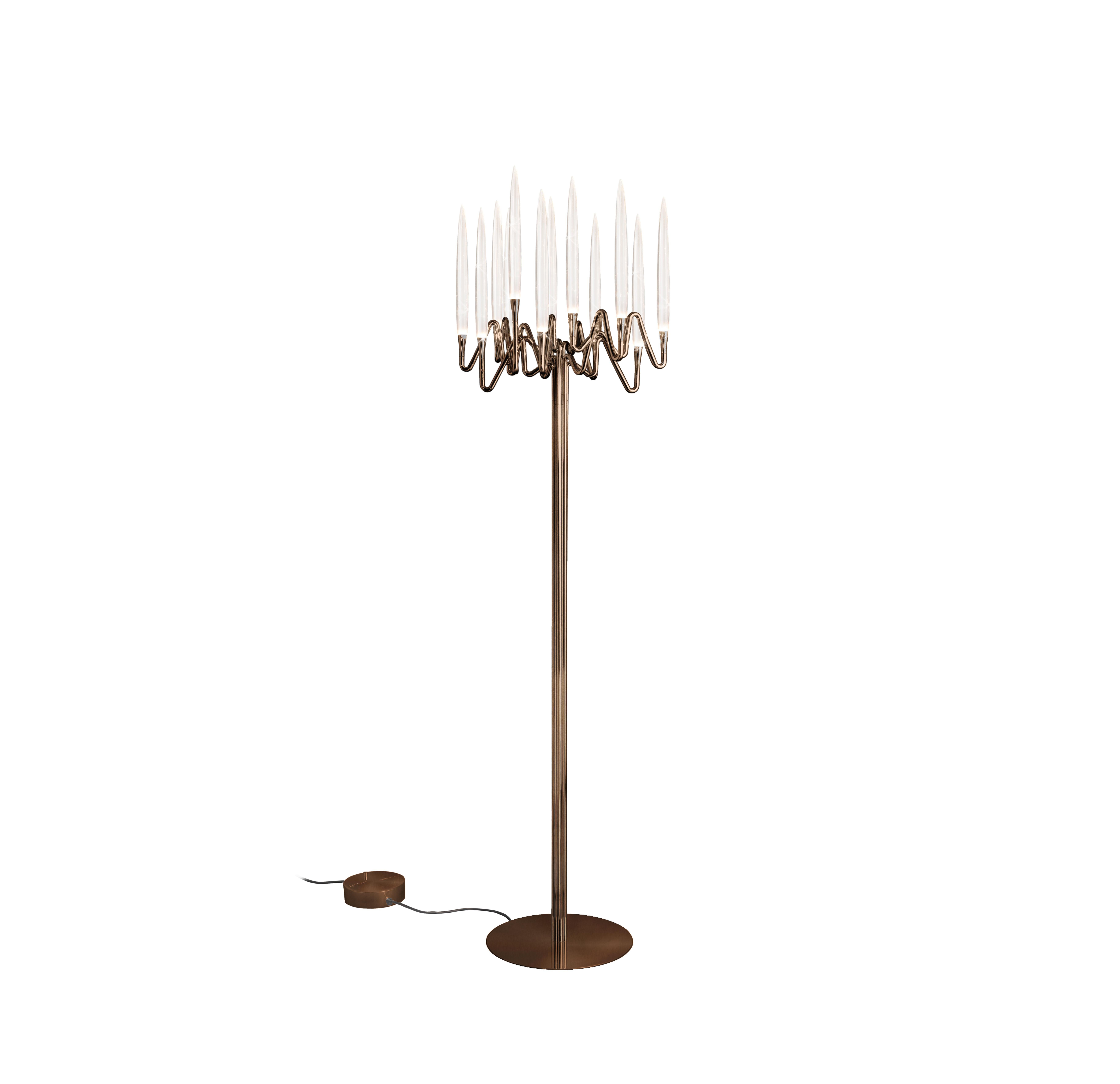 Il Pezzo 3 Bronze Floor Lamp by Il Pezzo Mancante
Dimensions:  W 44 x D 32 x H 172 cm
Materials: Gold, Satin brass, Bronze, Nickel

Also available in bronze satin, brass, gold nickel. 

Inspired by the elegance of Arabic calligraphy and the timeless